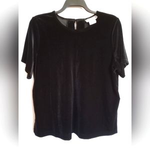 Stonebridge Black Velvet Vintage Top Short Sleeve 1X